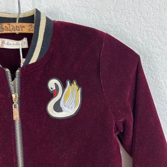 Doe a Deer Velvet Swan Bomber Jacket - Picture 3 of 7